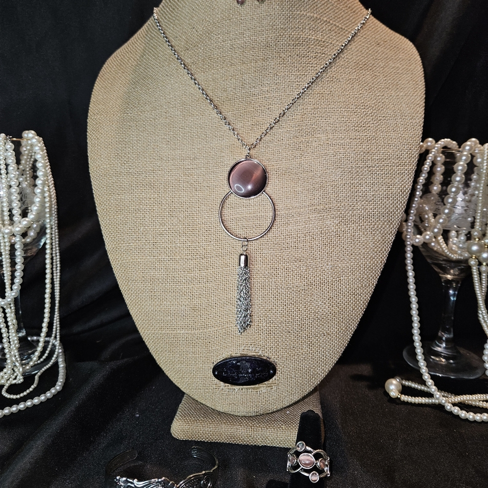 Paparazzi Silver and Purple Tassel Necklace/Bracelet/Ring Set